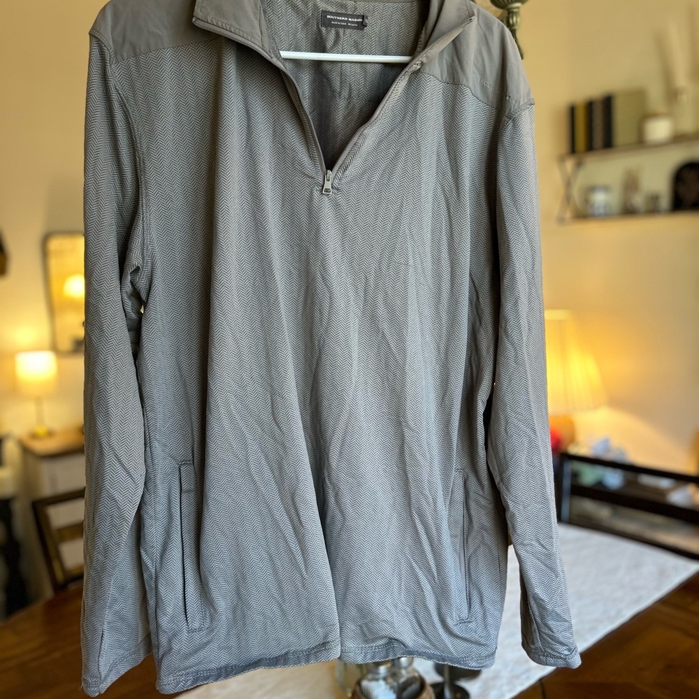 Southern Marsh Men's Performance Quarter-Zip Jacket in Light Gray